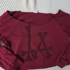 Red Off-Shoulder LA Crop Top